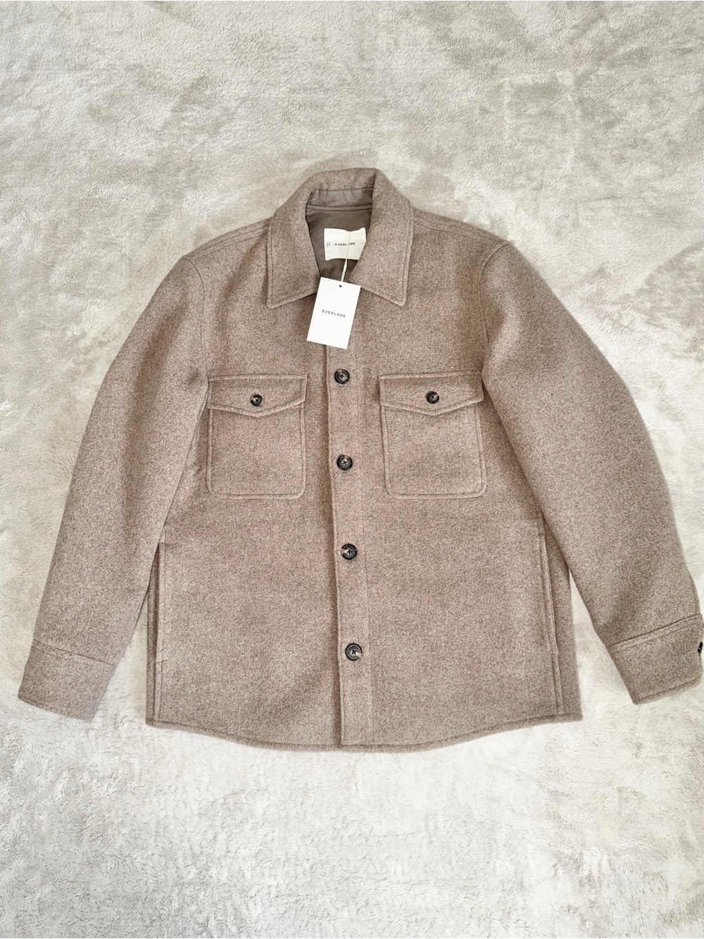 NWT Everlane The Wool Overshirt Men’s Small In Heather Taupe